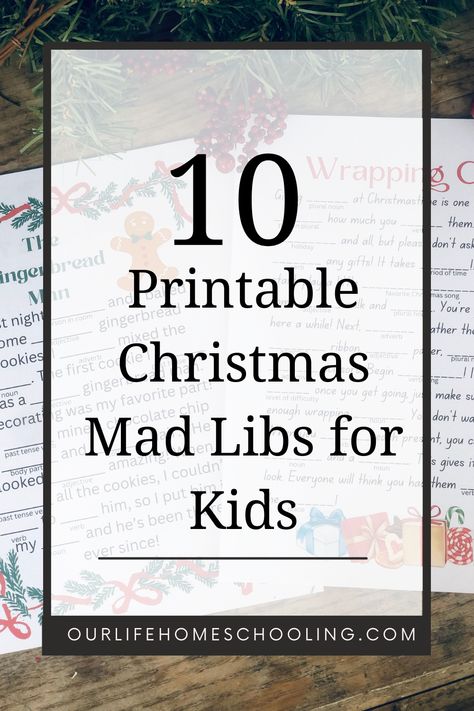 Want to have a good laugh with your kids this holiday season while also sharpening their language arts skills? Try these 10 Printable Festive Christmas Mad Libs For Kids! This collection has stories about candy canes, baking cookies, decorating your Christmas tree, caroling, stringing colored lights, building a snowman, and more! #ourlifehomeschooling #christmasmadlibs #madlibs #printablemadlibs #printables #christmas #homeschool #homeschooling Christmas Mad Libs For Kids, Mad Libs For Kids, Homeschool Copywork, Christmas Mad Libs, Christmas Homeschool, Christmas Picture Books, Building A Snowman, Colored Lights, Mad Libs