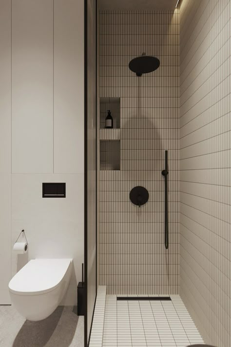 Tiny Modern Bathroom Ideas, All Black Small Bathroom, Bauhaus Bathroom Design, 2m2 Bathroom, Bathroom Bauhaus, Bauhaus Design Interior, Bauhaus Bathroom, Small Modern Bathroom, Wallpaper Decor Ideas