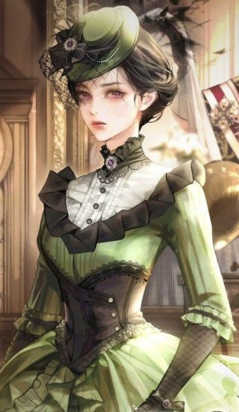 Victorian Character Design, Pfp Arts, Victorian Anime, Victorian Era Dresses, Manhwa Dresses, Dreamy Gowns, Anime Black Hair, Manga Drawing Tutorials, Royal Art