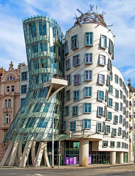 Frank Gehry's Dancing House, Prague Dancing House Prague, The Dancing House, Gehry Architecture, Bride Friend, Dancing House, Office Architecture, Unusual Buildings, Exterior Renovation, Frank Gehry