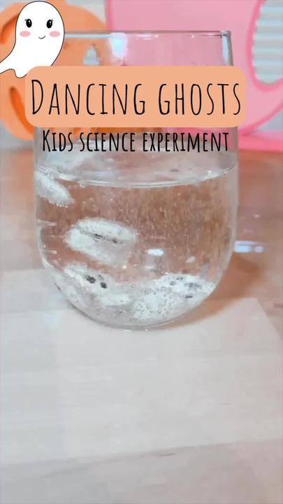 Kindergarten Ghost Activities, Winter Experiments For Preschool, Dancing Ghosts Science Experiment, Halloween Themed Science Activities, G For Ghost Preschool, Dancing Ghosts Science, Dancing Ghost Beans, Dancing Lima Bean Ghosts, Dancing Ghosts Experiment