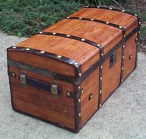 Trunks For Sale, Antique Steamer Trunk, Antique Trunks, Modern Industrial Furniture, Jenny Lind, Pressed Tin, Wooden Trunks, Old Trunks, Antique Restoration