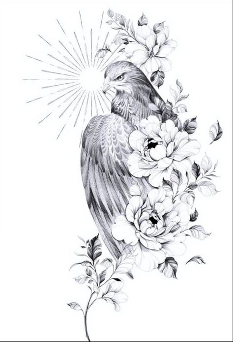 Tattoo For Women Meaningful, Bird Of Prey Tattoo, Zodiac Sign Tattoo, Falcon Tattoo, Bird Tattoo Sleeves, Falcon Art, Vogel Tattoo, Hawk Tattoo, Sign Tattoo