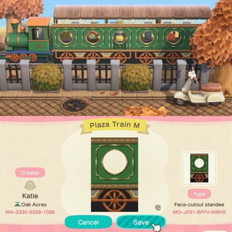 Animal Crossing Train Code, Acnh Train Design Code, Acnh Train Station Ideas, Acnh Train Design, Acnh Tunnel Design, Acnh Cutout Standee Designs, Acnh Vertical Banner Design, Acnh Standee Design Codes, Train Animal Crossing