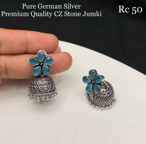 Small Oxidised Earrings, Small Jhumka, Minimalist Accessories Jewellery, Trendy Silver Jewelry, Silver Jhumkas, Diy Hair Accessories Ribbon, Indian Wedding Jewelry Sets, Antique Jewellery Designs, Fancy Jewellery Designs