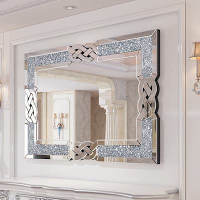 Wall Mirrors - Bed Bath & Beyond Dimensional Aesthetic, Fireplace Bedroom, Kitchen Entry, Accent Mirror Wall, Silver Vanity, Room Fireplace, Crushed Diamonds, Silver Wall Mirror, Diamond Wall