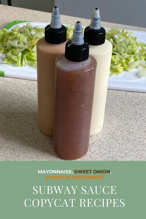 Copycat Recipes Subway, Subway Sandwich Sauce, At Home Subway Sandwich, Subway Sauces Recipe, Subway Sauces List, Subway Dressing Recipes, Subway House Sauce Recipe, Subway Mayo Recipe, Homade Salad Dressing