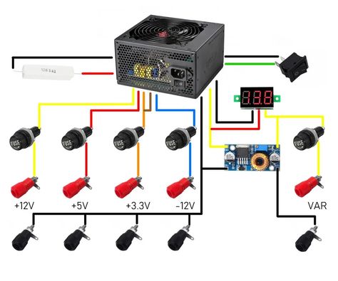 ATX Bench Power Supply : 13 Steps (with Pictures) - Instructables Atx Power Supply Diy, Raspberry Pi Computer, Portable Power Supply, Cctv Camera Installation, Shelf Decor Bedroom, Fuse Panel, Power Supply Design, Camera Installation, Computer Power Supplies