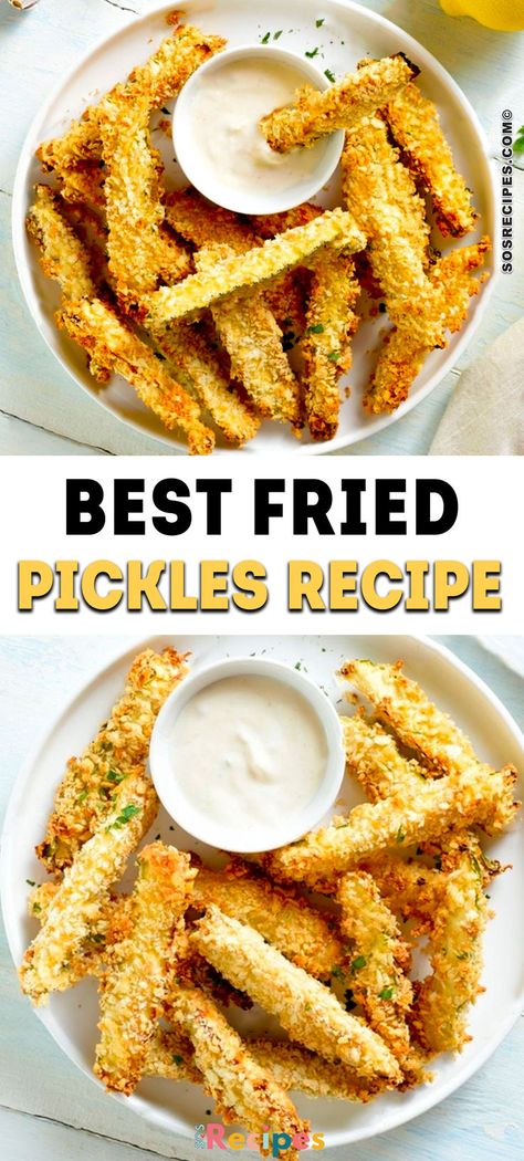 I personally believe that breading is the most crucial part of cooking deep-fried pickles, as they need to be crispy on the top. Just follow this recipe for the best way to bread your pickles. All you have to do is stick to these easy steps to achieve the most delicious fried pickles you’ll ever have. Best Fried Pickles Recipe, Easy Deep Fried Pickles, Best Fried Pickles, Crispy Fried Pickles, Fried Pickle Spears, Easy Fried Pickles, Pickle Dip Recipe, Dill Dip Recipes, Deep Fried Pickles