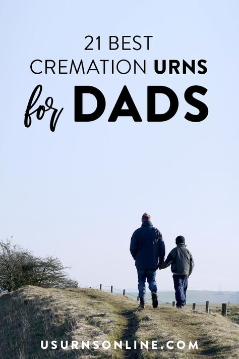 Best urns for ashes for the beloved Dad. Choose the perfect urn for your father with the help from our curated list of the 21 Best Cremation Urns for Dad. #dadmemorial #fathermemorial #urns #cremationurns #urnsforashes Diy Wood Urns For Ashes, Urn Memorial Display Home, Unique Urns For Human Ashes, Urn Ideas For Ashes, Diy Urns For Ashes, Urns For Ashes Display At Home, Cremation Ashes Ideas, Companion Urns, Cremated Remains