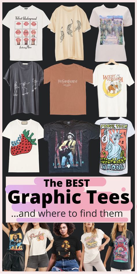 Best Place To Get Graphic Tees, Women’s Graphic Tee Outfit, Popular T Shirts Graphic Tees, Fun Graphic Tees For Women, Cheap Graphic Tees Shops, Best Tshirt Design Graphic Tees, How To Design Graphic Tees, Best Graphic Tees On Amazon, Vintage Tshirt Outfits For Women