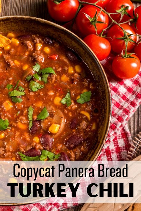 Discover the ultimate comfort food with our Copycat Panera Turkey Chili recipe. Learn how to recreate the delicious flavors of Panera's signature chili in your own kitchen. Warm up with this hearty and satisfying bowl of homemade goodness today Copycat Panera Turkey Chili Recipe, Panera Bread Turkey Chili Copycat Recipe, Copycat Panera Turkey Chili, Turkey Chili Panera, Panera Chili Recipe Copycat, Turkey Chili Panera Copycat, Panera Bread Chili Recipe, Panera Chili Recipe, Homemade Turkey Chili Recipe