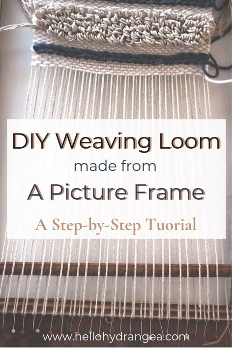 Quick Update - I now have plans for you to make your own adjustable loom that is much better than the picture frame! I highly recommend you check it out :) Weaving Loom For Sale, Diy Weaving Loom, Diy Loom, Tapestry Loom Weaving, Weaving Patterns Loom, Weaving Studio, Tapestry Loom, Weaving Diy, Weaving Loom Diy