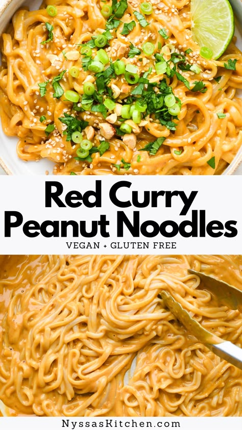 Peanut Butter Curry, Peanut Curry, Buttered Vegetables, Gluten Free Noodles, Peanut Noodles, Buttered Noodles, Work Lunch, Vegan Dinner, Curry Paste