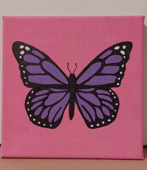 Things To Paint Butterfly, Simple Paintings Butterfly, Canvas Painting Ideas Butterflies, 16×20 Canvas Painting, Butterfly Simple Painting, Easy But Cute Paintings, Purple Butterfly Drawing, Easy Butterfly Painting On Canvas, Painting Ideas On Canvas Butterfly