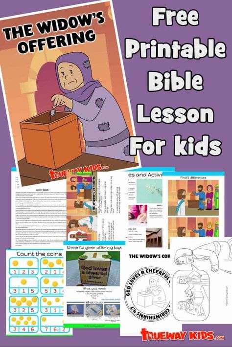 Introducing our free Bible lesson for kids: "The Widow's Offering" based on Mark 12:42-44 & Luke 21:1-4. Teach your little ones about the importance of giving with this engaging and meaningful lesson. Our lesson guide includes worksheets, coloring pages, crafts, and more. Perfect for home or church! Download now from Trueway Kids. The Lost Sheep Preschool Lesson, Parable Of The Lost Coin Activities, The Parable Of The Lost Sheep Crafts, The Lost Coin Parable, Lost Coin Parable Activities, Parable Of The Lost Sheep Activities, Lost Coin Parable Craft, The Parable Of The Lost Sheep, The Lost Sheep Craft Sunday School