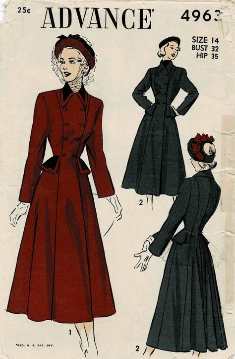 3/4 View, Vintage Fashion Sketches, Time Line, Fashion Illustration Vintage, Fitted Coat, Vintage Coats, Vintage Dress Patterns, Fashion Design Drawings, Fashion Design Sketches