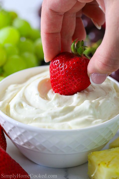 This easy cream cheese fruit dip recipe will become your favorite dip for almost any fruit. With only 4 ingredients, it comes together so quickly! Cream Cheese Fruit Dip Recipe, Fruit Dip Recipe, Easy Fruit Dip, Cream Cheese Fruit Dip, Fruit Dips, Keto Cream Cheese, Fruit Dips Recipes, Keto Cream, Fruit Logo