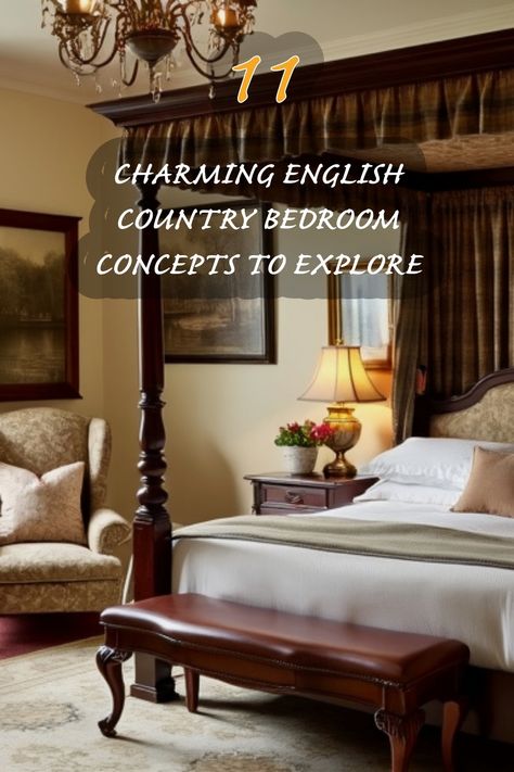 Step into the warmth and elegance of a charming English country bedroom. With rich fabrics, classic furniture, and cozy accents, this style evokes feelings of comfort and sophistication. Explore my favorite concepts for creating a serene and inviting bedroom space that truly reflects your personality and enhances your home. Traditional Master Bedrooms Decor, English Bedroom Ideas, English Bedroom Classic, English Cottage Bedroom Ideas, English Cottage Style Bedroom, English Cottage Bedrooms, English Country Interior Design, English Style Bedroom, Scottish Bedroom