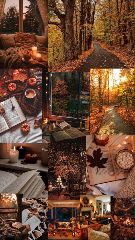 Hogwarts In Autumn, Fall And Winter Wallpaper, October Autumn Wallpaper, October Phone Wallpaper Aesthetic, Autumn Vision Board Aesthetic, Fall Book Aesthetic Wallpaper, October Vision Board Aesthetic, Halloween Vision Board, Cozy Background Aesthetic