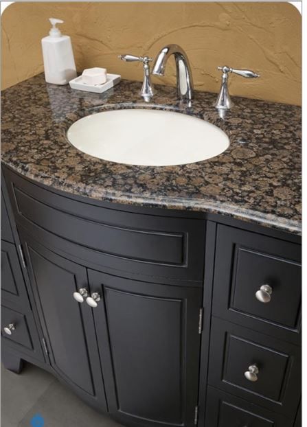 looking for cabinet colors to match Baltic Brown Counter tops in kitchen Brown Granite Bathroom, Baltic Brown Granite, Tan Bathroom, Brown Countertop, Brown Granite Countertops, Granite Bathroom Countertops, Grey Bathroom Cabinets, Dark Gray Bathroom, Guest Bathroom Renovation