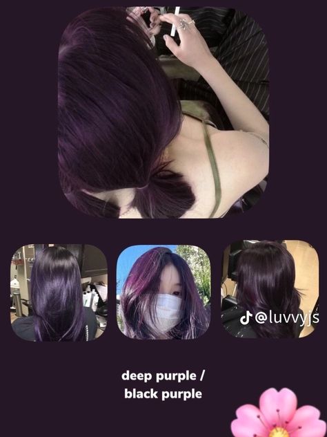 Grape Violet Hair Color, Short Purple Hair With Bangs, Maroon Purple Hair, Grape Purple Hair, No Bleach Hair Dye For Dark Hair, Dark Purple Hair Dye, Hair Colora, Violet Hair Color, Deep Purple Hair