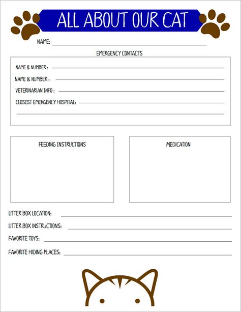 Preparing for a Cat Sitter with a Free Printable Cat Information Checklist Pet Binder, Pet Sitting Forms, Pet Care Printables, Dog Boarding Ideas, Pet Planner, Health Checklist, Pet Care Business, Boarding Facility, Pet Sitting Business