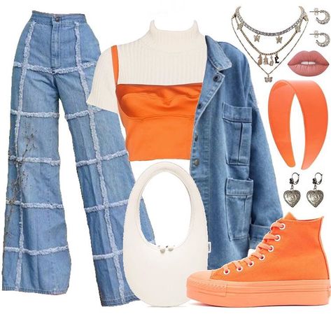 Student Outfit, Streetwear Fashion Women, Cute Swag Outfits, Jeans Outfit, Blue And Orange, Mode Vintage, Kpop Outfits, Mode Inspiration, Teen Fashion Outfits