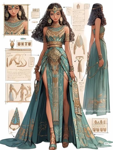 Zodiac Dresses Drawing, Eygptain Inspired Outfits, Egyptian Goddess Cosplay, Ancient Royalty Clothing, Goddess Clothing Aesthetic, Egyptian Outfits Women, Egyptian Style Clothes, Egyptian Outfit Ideas, Egyptian Clothing Women