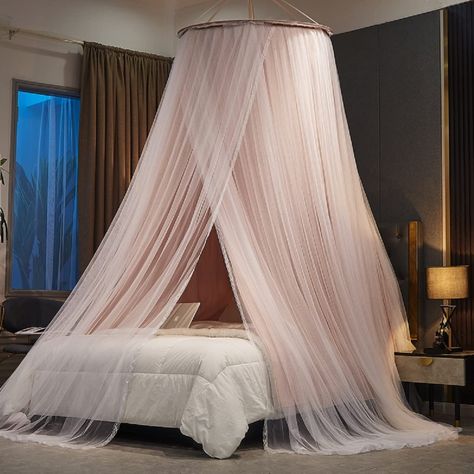 Amazon.com: Kertnic Luxurious Bed Canopy for Girls & Adults, Elegant Double Layer Bed Curtain Canopy Drapes, Round Dome Lace Princess Canopies Netting (Pink) : Home & Kitchen Bed Canopy Queen Size, Bed Princess Canopy, King Canopy Bed Drapes, Princess Bed Drapes, Opaque Canopy Bed Curtains, Curtain Drape Over Bed, Drapes Over Bed Canopy, Canopy Bed Teenage Girl, Pink Bed Curtains