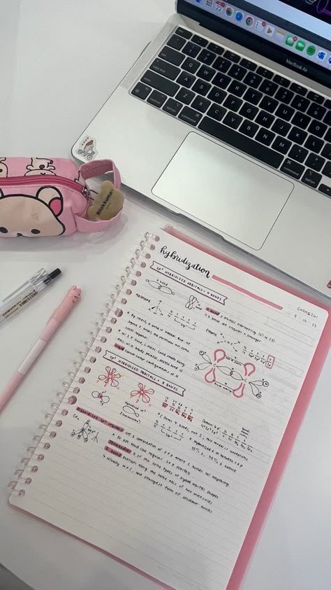 Pink Notes Aesthetic, Chemistry Notes Aesthetic, Study Aesthetic Pink, Pink Chemistry, Pink School Aesthetic, Aesthetic Notes Study Inspiration, Pink Academia Aesthetic, Aesthetic Study Notes, Study Notes Aesthetic