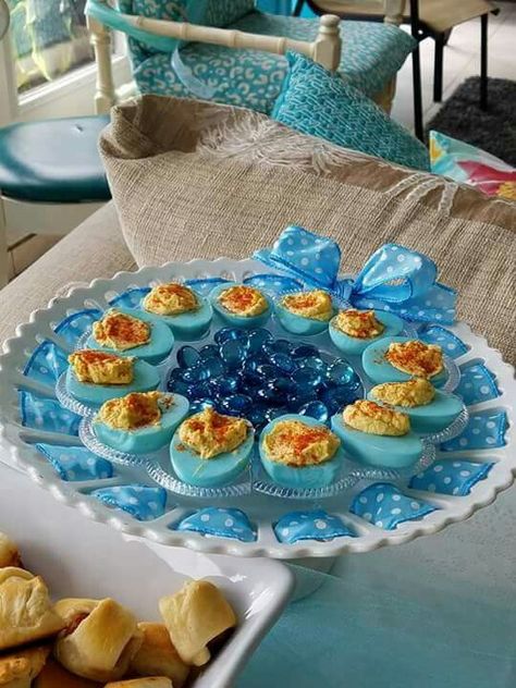 Baby Boy Shower Appetizers, Blue Finger Foods, Food For Baby Shower Luncheon, Blue Veggies, Blue Snacks For Color Party, Boy Baby Shower Food Ideas, Baby Boy Shower Food Ideas, Blue Charcuterie Board Ideas, Blue Foods For Party