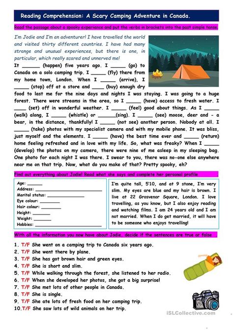 A reading comprehension exercise - English ESL Worksheets for distance learning and physical classrooms Holiday Reading Comprehension, True Or False Questions, Camp Read, Holiday Worksheets, Comprehension Exercises, Personal Profile, Holiday Stories, Listening Comprehension, True Or False