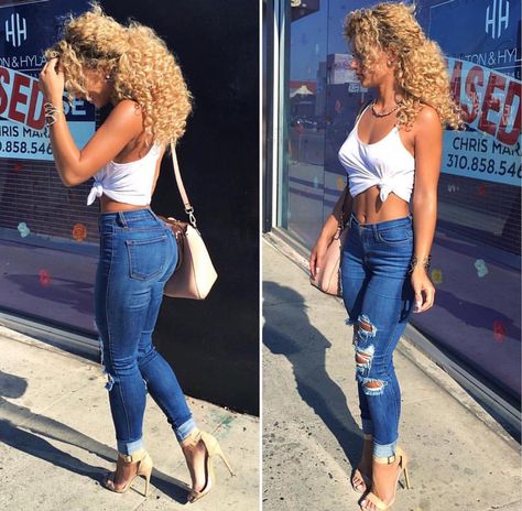 PiNWHOREE ☪ Jena Frumes Body, Jena Frumes, Meagan Good, Outfits Casuales, Ripped Jeans, Look Fashion, Spring Outfit, Beauty Women, Casual Chic