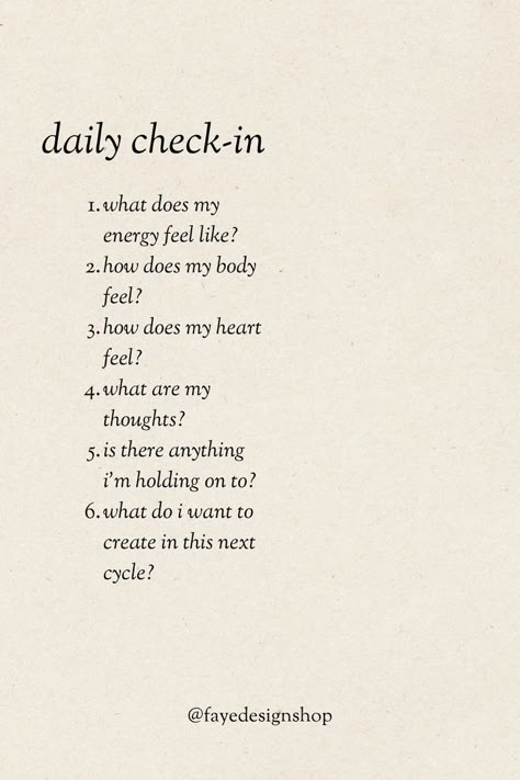 Journal Prompts To Check In With Yourself, Daily Focus Ideas, Daily Journal Prompts For Self Love, Daily Journal Prompts For Self Growth, Weekly Check In Journal Prompts, Self Respect Journal Prompts, Daily Thoughts Journal, Self Check In Journal Prompts, Mind Dump Journal Prompts