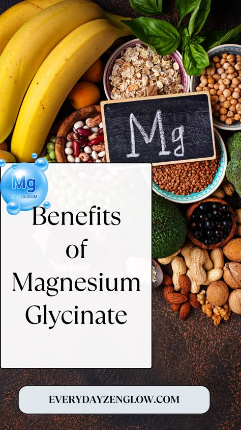 Today we will talk about the benefits of magnesium glycinate, Discover the advantages of using Magnesium Glycinate for improving sleep, mood and muscle health. Delve into our piece to understand why this supplement is becoming popular in health communities. Learn about its benefits and important factors to consider. Keep reading to boost your wellness now! What Foods Contain Magnesium, Magnesium Glycinate Benefits Tips, Different Magnesium Benefits, Benefits Of Taking Magnesium, Magnesium Types And Uses Chart, Magnesium Deficiency Symptoms In Women, Magnisum Glycinate, Magnesium L-threonate, How Much Magnesium To Take Daily