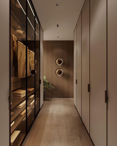 Walk In Wardrobe Minimalist, Modern House Design Interior Bedrooms, Wardrobe Room Design, Minimalist Wardrobe Design, Modern Walk In Closet, Small Master Closet, Walk In Wardrobe Design, Closet Interior, Glass Closet