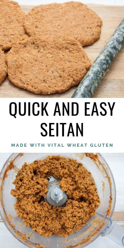 Quick & Easy Seitan Recipe made with Vital Wheat Gluten #vegan #seitan #meatalternative | ElephantasticVegan.com Vital Wheat Gluten Recipes Vegan, Vital Wheat Gluten Recipes, Easy Seitan Recipe, Seitan Recipe, Homemade Seitan, Vegan Seitan, Vegan Meat Recipe, Vegan Meat Substitutes, Seitan Recipes