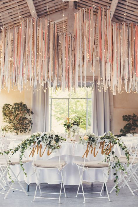 Hanging Ribbon Reception Decor | Claire Brun Photography | Fall 2015 Wedding Colors in Taupe, Mauve, and Dusty Rose Wedding Backdrop Lights, Wallpaper Unicorn, Diy Dream Catcher, Light Fixture Covers, Rustic Summer Wedding, Rustic Wedding Decorations, Wedding Chandelier, Light Backdrop, Wedding Ribbon