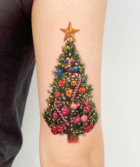 - Christmas tree🎄✨ Sponsored by @kwadron #treetattoo #christmastattoo #christmastreetattoo #realistictattoo #microrealismtattoo… | Instagram Fall Winter Tattoo, Christmas Tree Tattoos, Autumnal Tattoo, Holiday Tattoo Ideas, Christmas Tattoo Flash, Winter Tattoo Ideas, Christmas Tree Tattoo, Christmas Tattoo Ideas, Holiday Tattoos