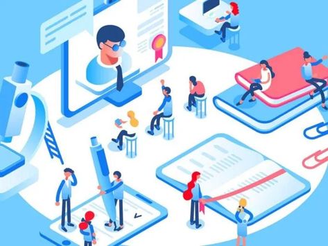 IoT Can Help Bridge Education Gaps For Now And The Future Isometric People, 3d Isometric, Importance Of Time Management, Online Training Courses, University Studying, Isometric Design, Online Degree, Isometric Illustration, Creative Sketches