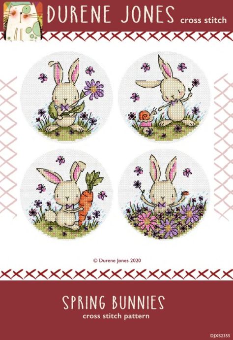 Gallery.ru / Spring Bunnies - Durene Jones - NataVosk Durene Jones Cross Stitch, J Cross Stitch, Spring Bunnies, Easter Cross Stitch, Handmade Sewing, Spring Bunny, Easter Cross, Embroidery Cotton, Cross Stitch Baby