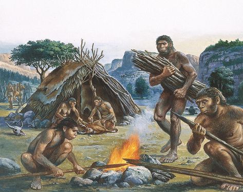 Science Source - Homo Erectus Using Fire Stone Age People, Prehistoric People, Homo Habilis, Evolution Of Life, Homo Erectus, Paleolithic Era, Prehistoric Man, Early Humans, Prehistoric World