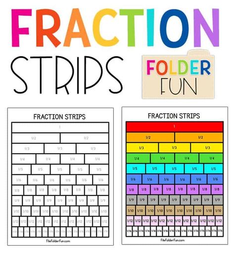 Free printable fraction strips, or fraction bars for your math learning centers. Make your own math manipulatives with our free printable fraction sheets. Print in color or black and white. Fraction Bars, Fraction Circles, 3rd Grade Fractions, Math Learning Center, Learning Fractions, Fraction Games, Teaching Fractions, Fraction Activities, Homeschool Board