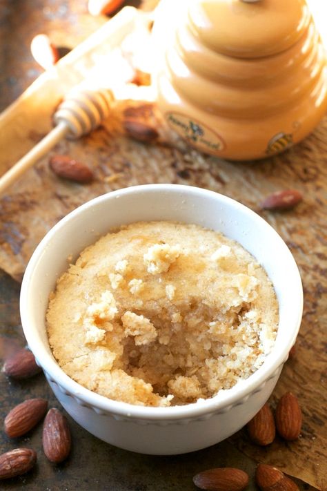 Honey Almond Oatmeal Mug Cake | running with spoons Oatmeal Mug Cake, Single Serve Snacks, Protein Granola Bars, Almond Oatmeal, Dessert In A Mug, Cake Coconut, Protein Granola, Healthy Honey, Cake Mug