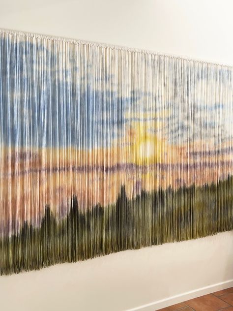 Sunset Wall Decor, Handmade Wall Hangings, Textile Wall Hangings, Yarn Wall, Wall Art Landscape, Textile Wall Art, Wall Decor Boho, Yarn Wall Hanging, Sunset Wall