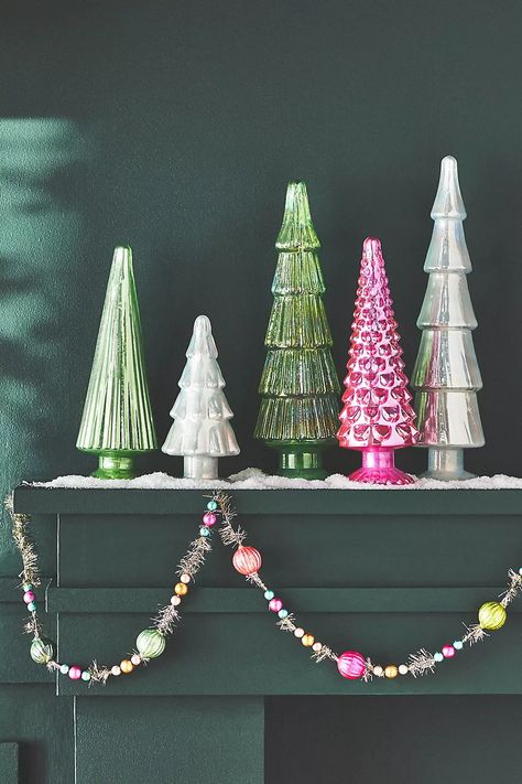 Borosilicate Glass Tree | Anthropologie Anthropologie Holiday Decor, Anthropologie Christmas, Christmas Decor Trends, Anthropologie Holiday, Tinsel Garland, Christmas Idea, Glass Tree, Christmas Mantle, Xmas Diy