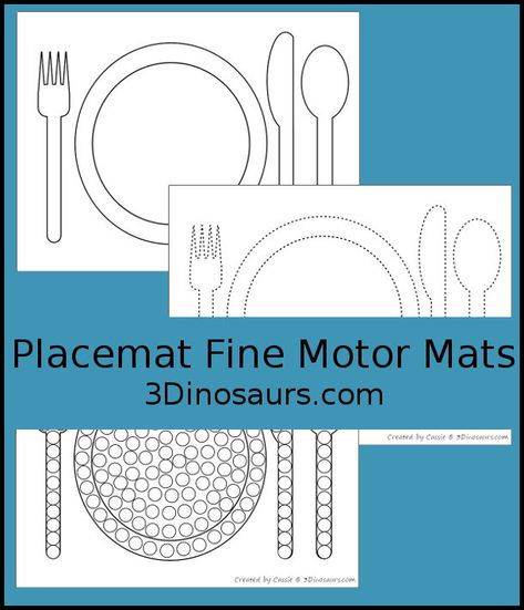 Free Placemat Fine Motor Mat Printables - with three fine motor mats: placemat template printable, placemat tracing and placemat cotton swab printables- 3Dinosaurs.com Placemats For Toddlers, Printable Placemats For Kids Free, Activity Placemats Printable, Christmas Activity Placemat Printable, Montessori Placemat, Toddler Placemat, Printable Placemat, Thanksgiving Placemats, Sheet Protector