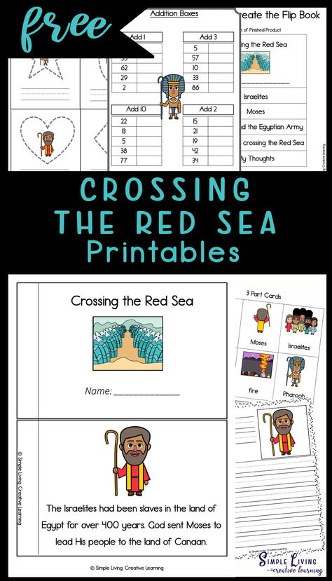 These Crossing the Red Sea Printables are aimed at children in kindergarten and preschool and includes over 100 pages of fun and learning. https://simplelivingcreativelearning.com/crossing-the-red-sea-printables/ Sea Crafts Preschool, Moses And The Red Sea, Moses Red Sea, Crossing The Red Sea, Parting The Red Sea, Sea Activities, Sea Stories, Sunday School Kids, Bible Printables