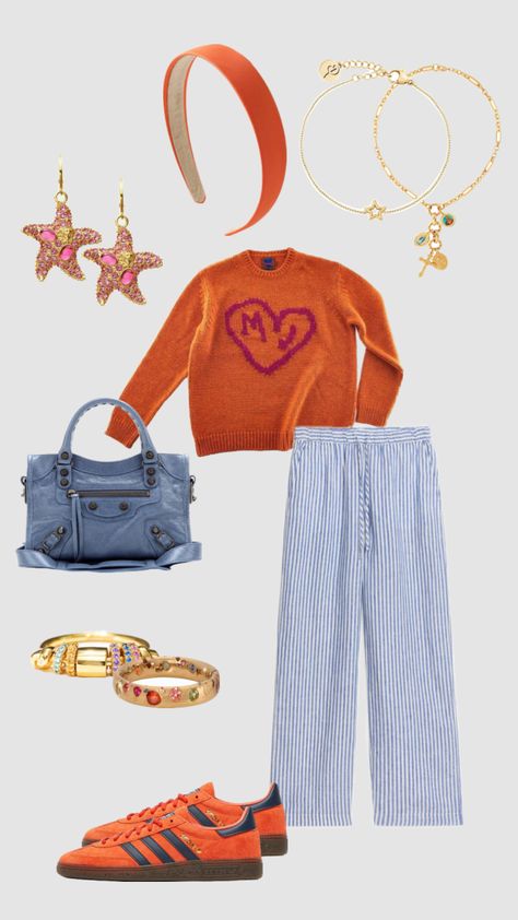 #ootd #outfitinspiration #outfitinspo #fashion #pinterest #orange #adidas Spring Work Outfits, Orange Outfit, Cute Preppy Outfits, Little Outfits, Mini Fashion, Polyvore Outfits, Spring Summer Outfits, Aesthetic Outfits, Look Fashion